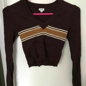 Brown garage cropped sweater